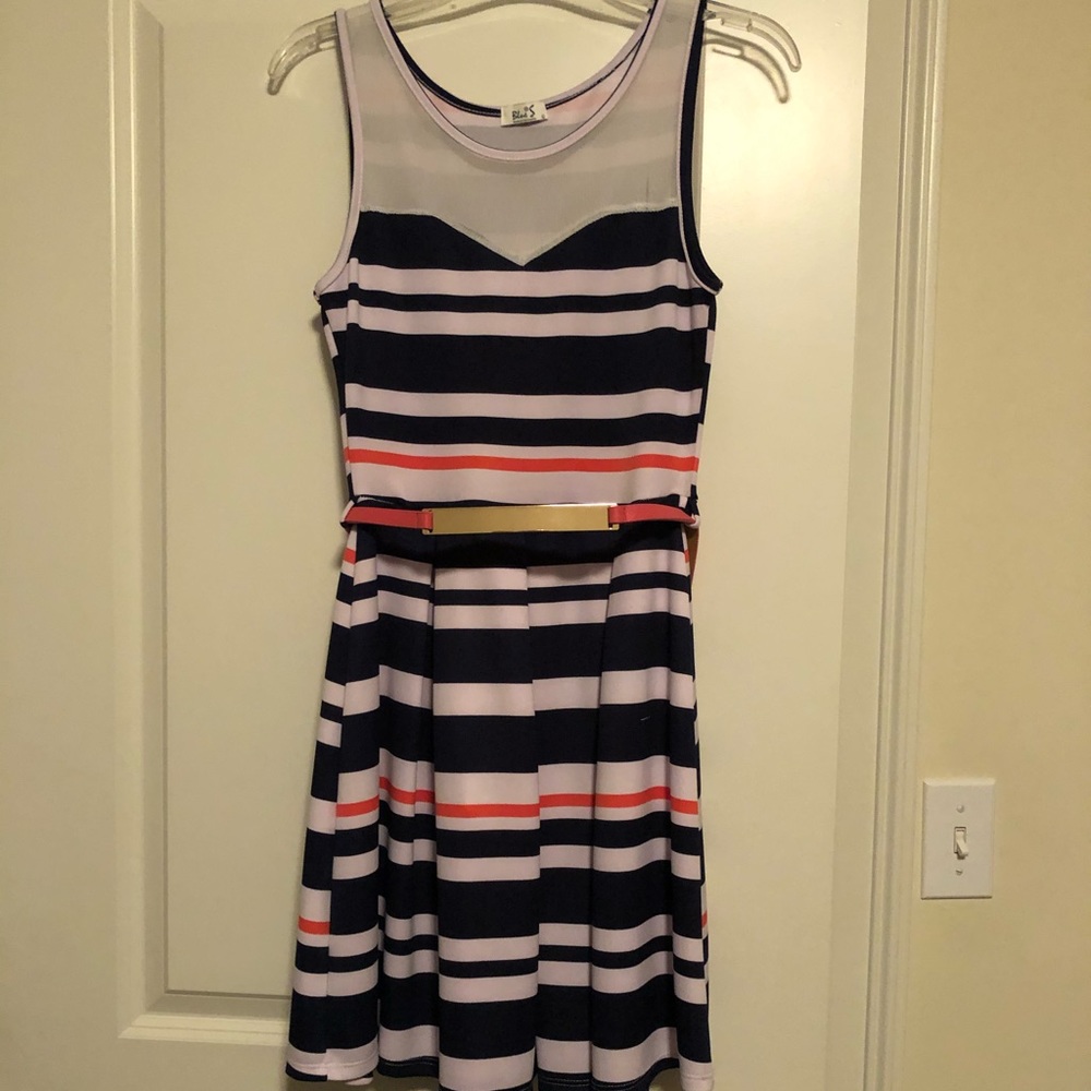 Navy, Pink, and White Stripped Dress